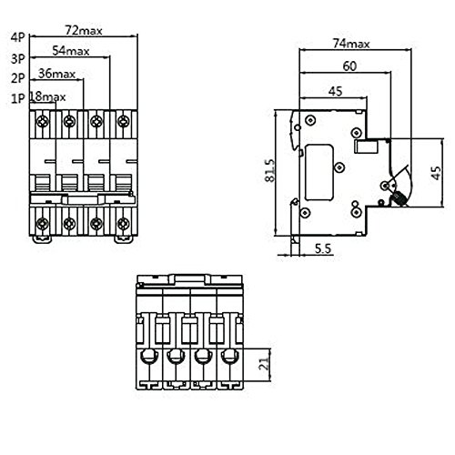 Автоматичен прекъсвач ASI NDB2-63C50-3 на DIN-шина, Допълнителна защита UL 1077, 50 Ампера, 3 полюс, 240/480 В, Крива на изключване C общо предназначение