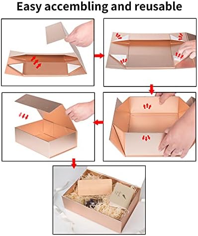LIFELUM 10 Опаковки Подарък кутия с капак 11x8x3,5 Инча от Розово Злато Магнитна Подарък Кутия за Сватбен подарък Здрава Кутия
