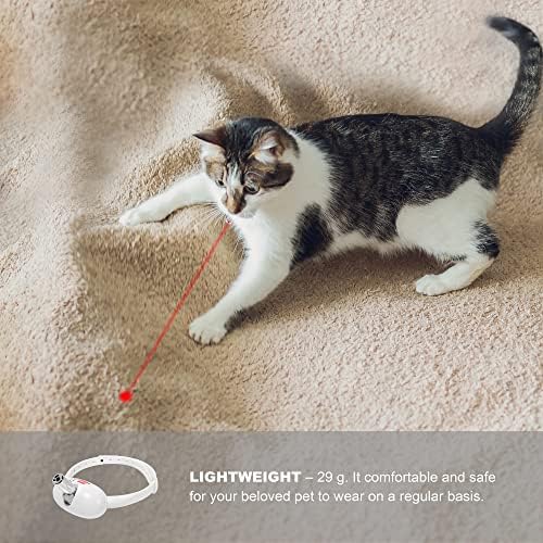 Лазерен играчка нашийник за котки – 2 регулируеми режима – Изключване в режим на готовност за 15 минути – Акумулаторна батерия