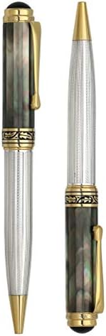 Химикалка писалка Xezo Maestro Medium ръчно изработени, няколко удара, пълнозърнести сребро 925 проба. Таити черен седеф и 18-каратово златно покритие. Няма Две Еднакви Дръжки