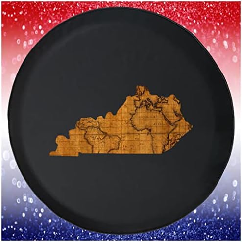 Черен Калъф за гуми KentuckyOld Карта за пътуване по света, Черен от 28 до 29 инча