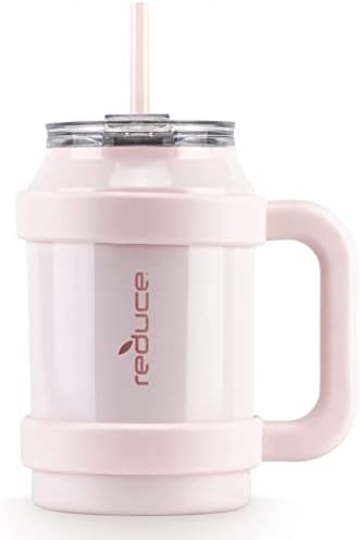 Чаша за чаши с обем от 32 грама, неръждаема стомана с дръжка Запазва напитките студени до 30 часа - Не пропуска пот, могат да се мият в миялна машина, не съдържа BPA - Розо?