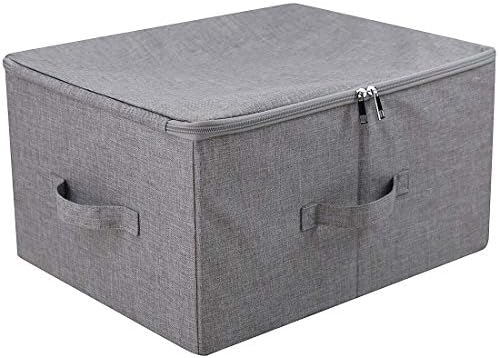 Сгъваема кутия за съхранение на iwill CREATE PRO с капак с цип и дръжки, Кошница за багаж От плащаницата, шкафове за рафтове в килера, Тъмно-Сив, 2 бр.