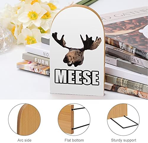 Moose Meese Декоративни Поставки за книги за Рафтове Дървени Завършва Книги Органайзер Принт Поставка за книги Двойка