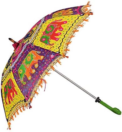 Декоративен Сватбен чадър ръчно изработени с бродерия под формата на слон, за украса и декорация - (Многоцветен) от