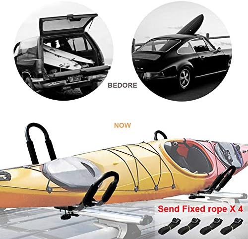 2 Чифта багажников за каяци на покрива J-Образна стойка Сгъваеми Мултифункционални багажник за каяк-табла, кану-каяк, ски SUP Surf, монтирани на горната гредата на автом
