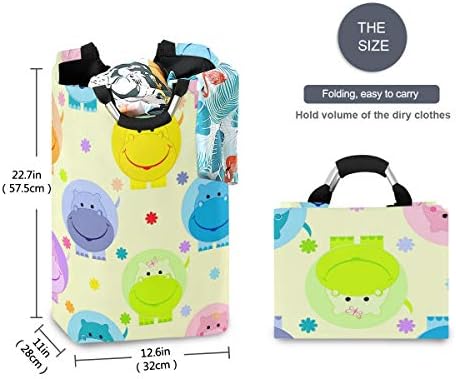 OREZI Сладко Детска Забавна Количка за бельо под формата на Хипопотам, Водоустойчив и Сгъваема Кошница за дрехи за Съхранение