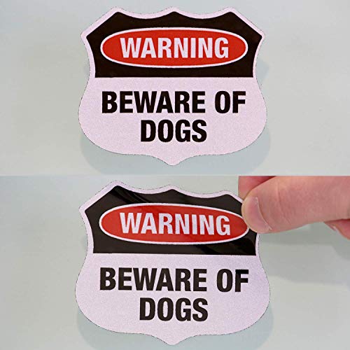 SmartSign Пазете се от кучета, Предупредителни Етикети, Набор от 5, Привлекателна форма на Щит | Пет Опаковки 2,75 x 3,25, НАПРИМЕР, Отразяващи Самозалепващи се етикети / Стике