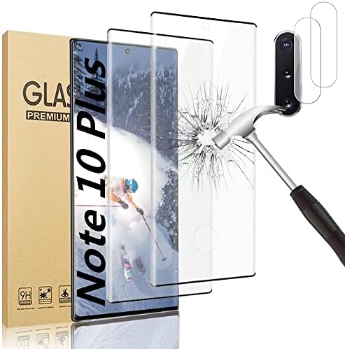 [2 + 2] Защитно фолио за дисплея на Galaxy Note 10 Plus и обектива на камерата, прозрачно закалено стъкло с висока разделителна способност, поддръжка на пръстови отпечатъци, с