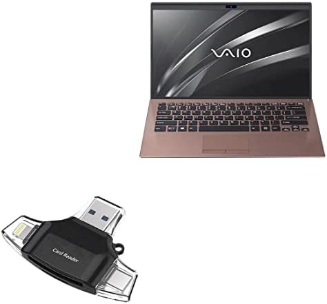 Смарт притурка на BoxWave, който е съвместим с VAIO SX-14 (VJS124X) (смарт притурка от BoxWave) - Устройство за четене на SD карти AllReader, четец за карти microSD, SD, Compact USB за VAIO SX-14 (VJS124X) - чер?