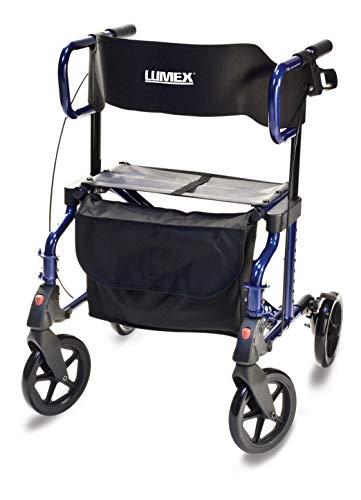 Проходилка Lumex HybridLX 2 в 1 ролери и инвалидни колички за транспортиране на Големи 6-инчови джанти, Majestic Blue, LX1000B