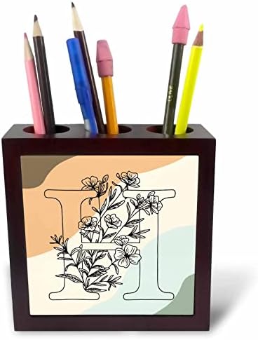 Фон с първоначалните цветове с монограм 3dRose H в стил бохо - държачи за химикалки от плочки (ph-371115-1)