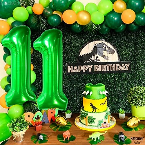 Катчон, Тъмно-Зелен балон с номер 11 - от 40 инча | Зелен балон с номер 11, Украса на 11-ти рожден ден за момчета
