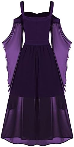ZEFOTIM облечи за Хелоуин женски свободно рокля-тръба в ретро стил с дълъг ръкав за cosplay, елегантна вечерна клуб