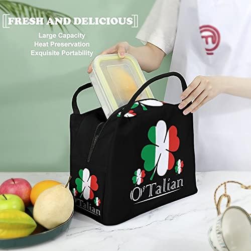 O ' Talian Ирландски 4-Листа Детелина Италиански Флаг Множество Чанта за Обяд Чанта-Тоут за Жени, Мъже Възрастни Работа,