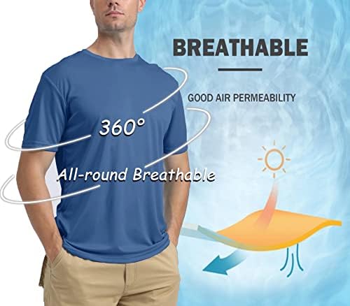 BIYLACLESEN/ Мъжки Солнцезащитная Тениска с къс ръкав UPF 50 +, Дишащи бързо съхнещи тениски за изказвания,