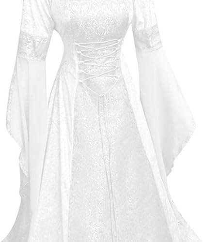 Женствена рокля на Хелоуин ZEFOTIM, винтажное рокля-наметало на вещица с качулка, ръкав-тромпет, средновековна сватбена рокля,