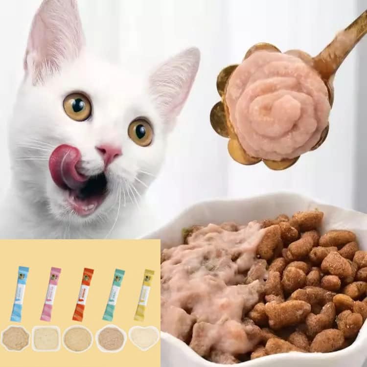 Мокра храна за котки от M & Mcare - 5 Пакетчета с Пет вкусове - Сьомга, Пилешко, Крил, Морска риба, риба Тон (опаковка от 5 броя)