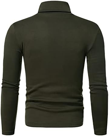 Maiyifu-GJ/Мъжки Основен мек вълнен плат Пуловер с висока воротом, Обикновена плътно Прилепнали Тениски с дълъг ръкав,