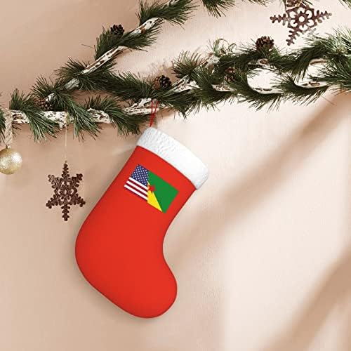 TZT Американски Флаг и знамето на Френска Гвиана Коледни Чорапи, Подаръци за Коледно парти за семейни Празнични украси