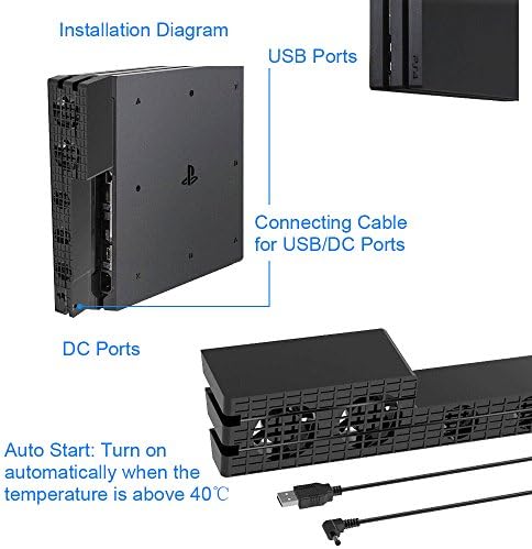 Охладител GooDGo PS4 Pro, USB Вентилатора за Охлаждане на Външен 5-Вентиляторный Вентилатор за Охлаждане Super Turbo Температура