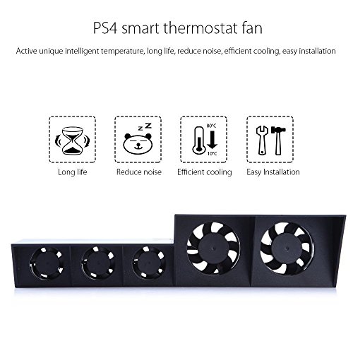 Охлаждащ Вентилатор Cooler за PS4, Perfectmall Super Turbo Температура на Охлаждащия Вентилатор с USB-кабел за зареждане