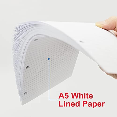 Хартия за зареждане на лигавицата формат А5, Хартия за пълнене на Office College с перфорации в 3 дупки, 100 листа / 200 страници,