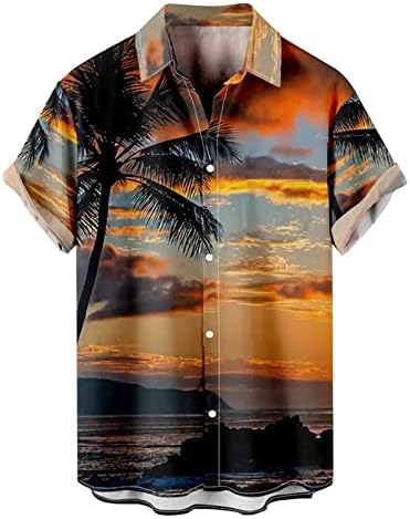 ZDFER Хавайски Ризи за мъже, Лятна Градинска Ежедневни Риза с Къс Ръкав, Свободна Риза с Копчета на Модел, Тропически