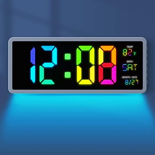 16Големи Цветни Дигитални Стенни часовници |7 ночников |5 Диммеров, Голям led дисплей с индикация на Деня|датата|температура