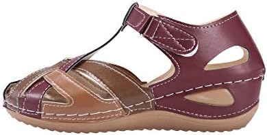 iQKA/дамски сандали, летни обувки, сандали на танкетке и ремешках с катарама, сандали с кръгла пръсти в бохемски стил, модни платформа на танкетке