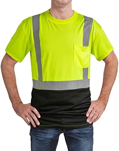 DPSAFETY Ризи повишена видимост Клас 3, бързо съхнещи Защитни Тениски със Светлоотразителни ивици и джоб, Окото