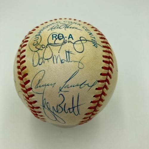 1988 Бейзбол екип на All Star Game Подписа бейзболни топки Пакетта Рипкена Бретта Макгвайра Клеменса JSA - Бейзболни