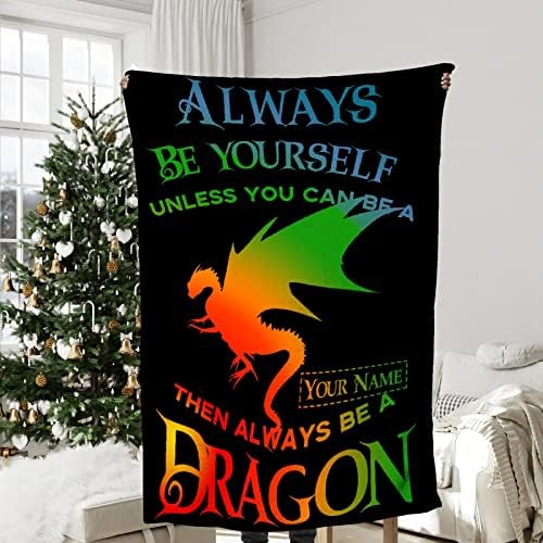Персонални Одеяло с Дракон Подаръци за Момчета и Момичета, Детско Одеало с Потребителско име Дракон, Персонални