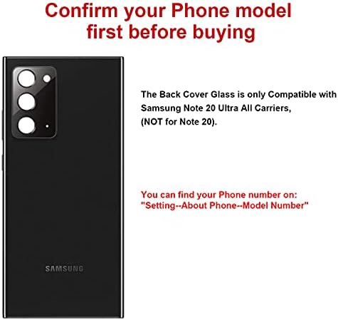 Подмяна на задното стъкло заден капак Perzework за Samsung Galaxy Note 20 Ultra 6,9 см 5G с набор от инструменти за ремонт и предварително зададена лепило (Mystic Black)