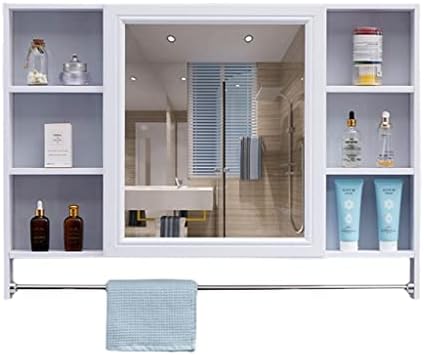 Огледален шкаф за баня NIZAME, Шкаф за съхранение с 1 като, монтиран на стената Блок за съхранение, Сребърно огледало