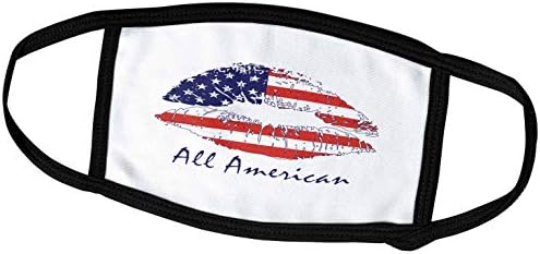 Дизайн 3dRose Alexis - Празничен Ден на Независимостта - Женски устни, прикрытые флага на сащ. Всички американски Текстови