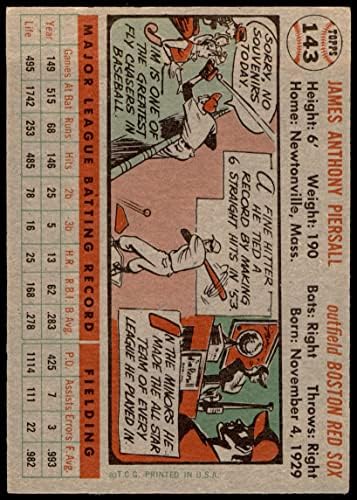 1956 Topps 143 ГРАЙ Джими Pearsall на Бостън Ред Сокс (Бейзболна картичка) (Сив облегалка), БИВШ играч на Ред