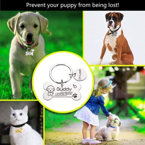 Красива Кост Персонализирани Лични Адресни Етикети за домашни Кучета от Неръждаема Стомана за яка за кучета