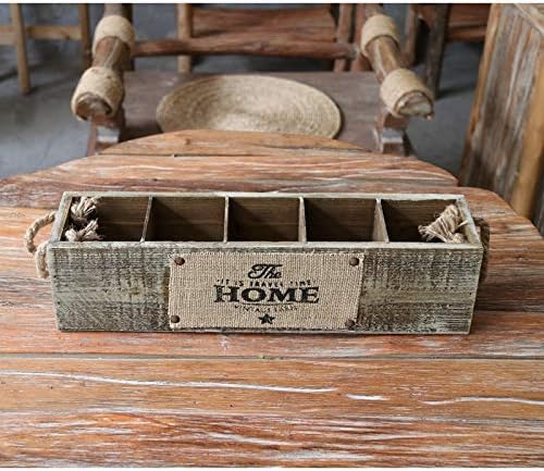 Anncus дървена кутия с ръчно изработени селски кутия за прибори с разделители