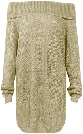 Дамски пуловери Есен-зима Обикновена Темпераментни Възли Пуловери с Дълъг Ръкав и пряк деколте