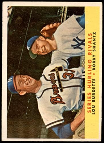 1958 Topps # 289 Серия, Бросающие съперници Лу Бердетта / Боби Шанца от Ню Йорк Янкис (Бейзболна картичка) VG /EX йорк Янкис