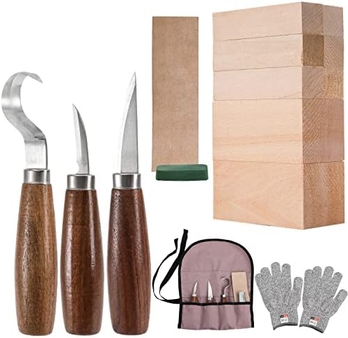 Комплект за Рендосване на дърво Tosnail с Блокове от Липа, Набор от Инструменти за Дърворезба, Определени за