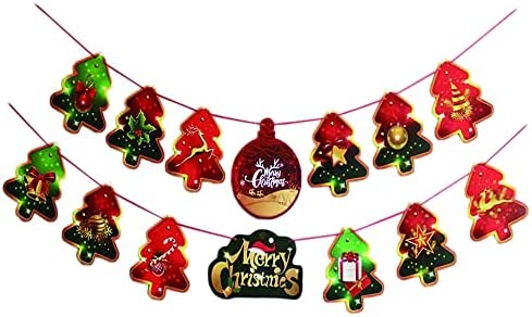 Банер весела Коледа-Коледни Украшения във формата на червени и зелени дърво коледна Картички, Коледни Празнични Гирлянди
