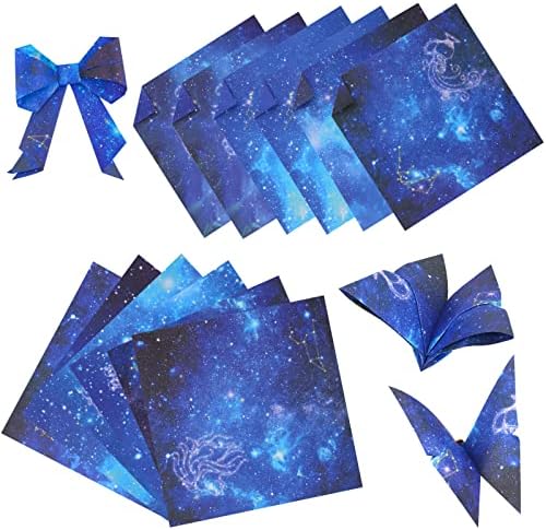KINBOM 50 бр. Космическа Хартия за Оригами с Размер 5,9x5,9 Инча, Красива Двустранен Хартия за Албуми в Звездна Нощ