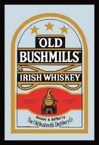 За метални Тенекиен Означения 8 X 12 - Old BUSHMILLS Irish Whiskey Nostalgia barspiegel mirror Mirror Метални табели