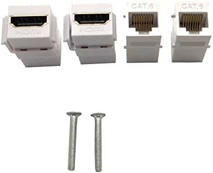 Стенни панела HDMI Cat6, RJ-45, Стенни панела с 4 порта розетка, Halokny 2 x HDMI Keystone Jack + 2 x Cat6 RJ-45