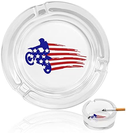 Флаг Мотора Мръсотия САЩ Стъклен Пепелник С Кръгла Държач За Пепелници За Цигари Калъф За Украса на Дома Офиса На Закрито