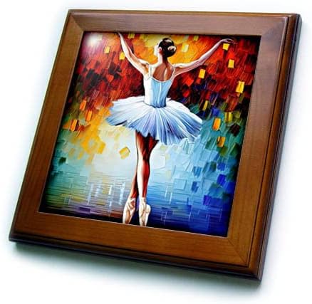 Триизмерно цифрово изображение балет - балерина танцува върху pointe. Малък лебед. - Плочки, в рамката (ft-374808-1)