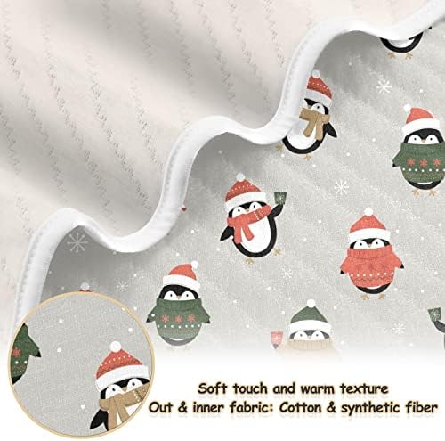 Ollabaky Детско Одеало с Хубав Коледен дизайн във формата на Пингвин за момчета и Момичета, Памучно Одеяло, Пеленальное Одеало