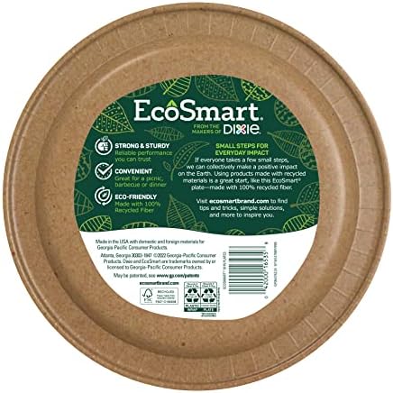 Хартиени чинии EcoSmart® от рециклирани влакна, за Еднократна употреба чиния, за вечеря размер 10 инча, 144 Екологично